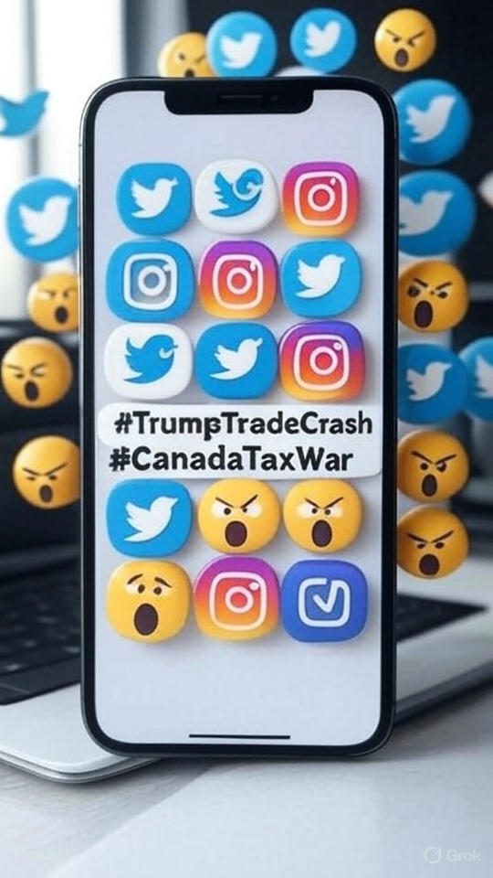 martphone screen showing trending hashtags