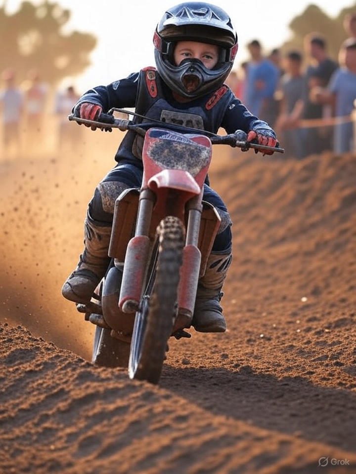 Sunset motocross track silhouette, contemplative mood