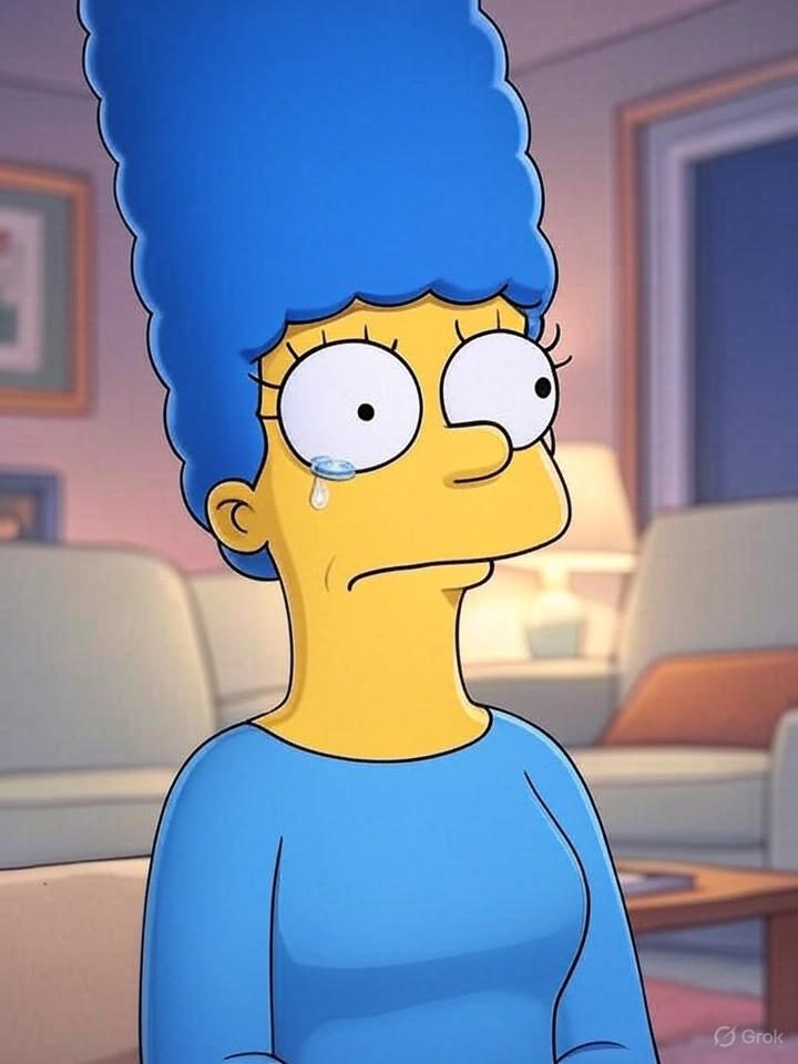 Marge Simpson crying, emotional moment,