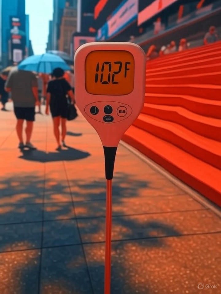 NYC with red/orange glow."
