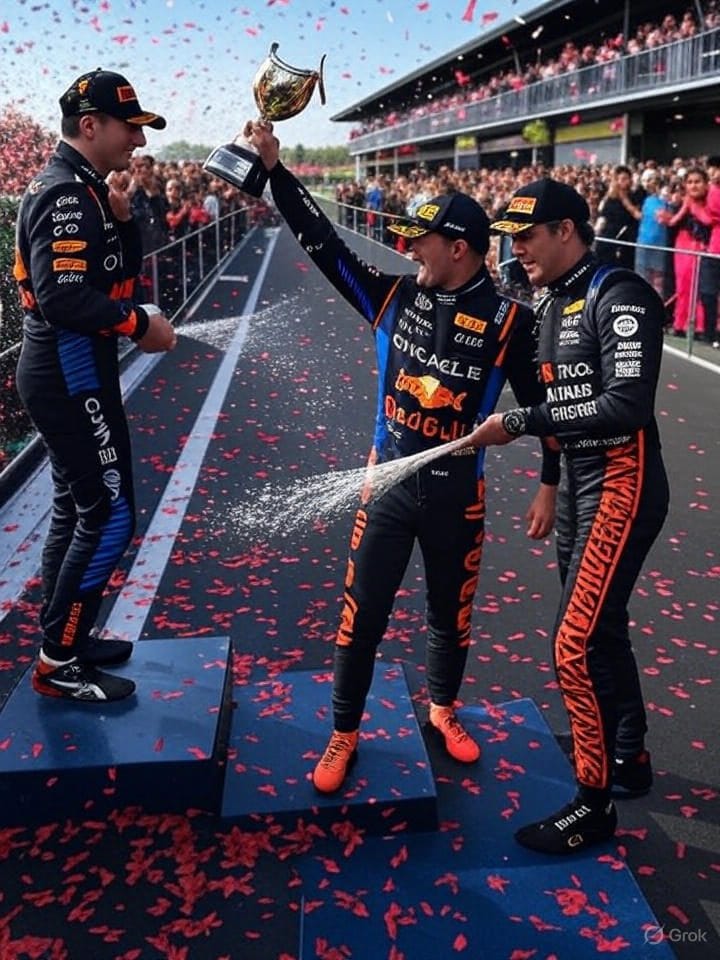 F1 podium celebration 2025 Hungarian Grand Prix