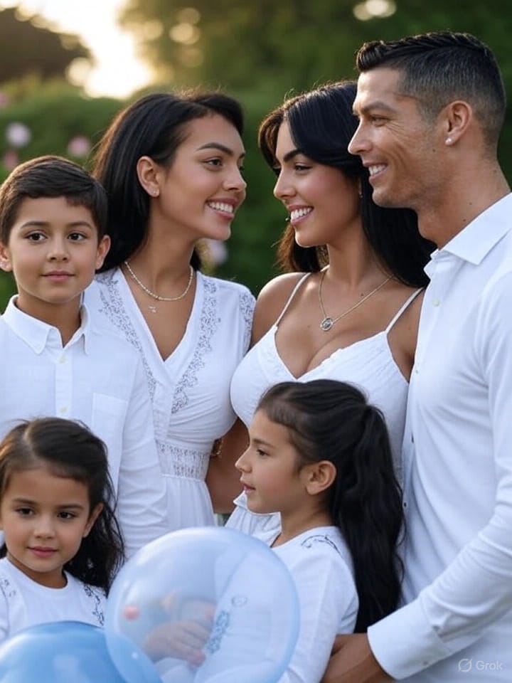 Cristiano Ronaldo and Georgina Rodríguez with family.