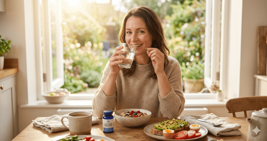 person taking best supplements for anxiety and gut health daily 