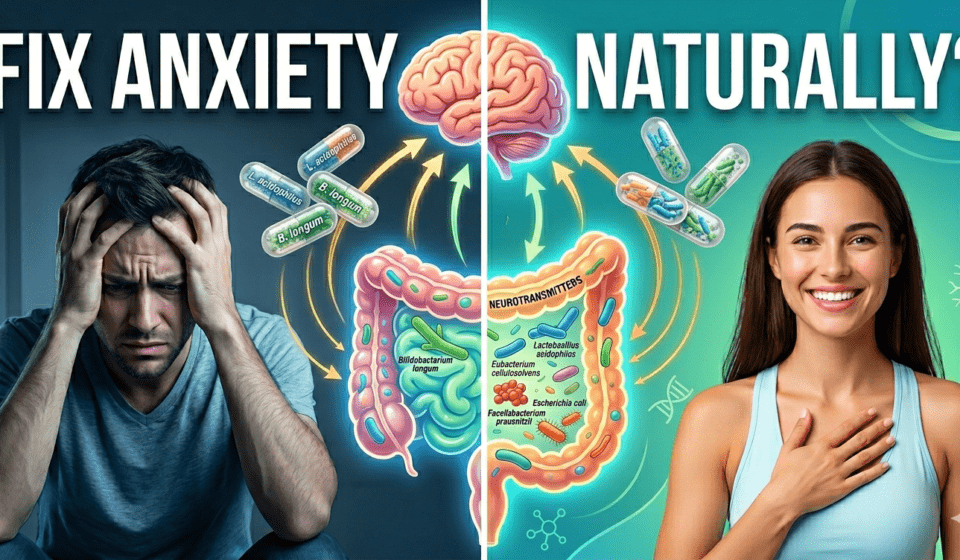 best probiotics for gut health & anxiety concept with gut brain connection and healthy lifestyle”