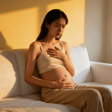 does bloating cause anxiety woman holding stomach