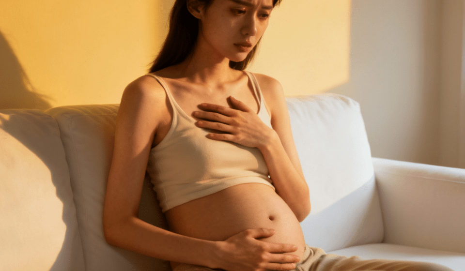 does bloating cause anxiety woman holding stomach