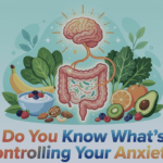 gut brain connection and anxiety concept illustration