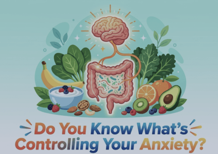 gut brain connection and anxiety concept illustration