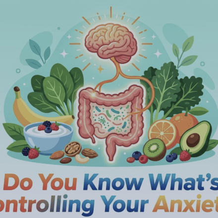 gut brain connection and anxiety concept illustration
