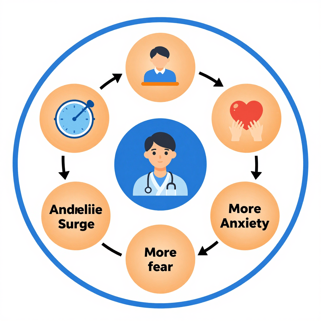 anxiety and heart palpitations feedback loop — adrenaline cycle diagram
Caption: This is the exact cycle that keeps anxiety and heart palpitations locked together.