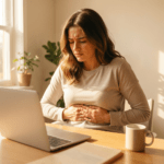 cortisol and gut health stressed person holding stomach in pain