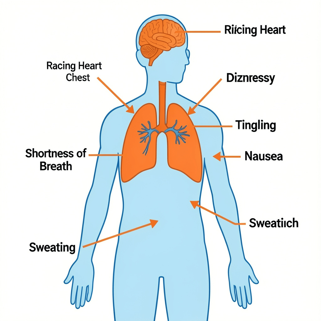 how to stop a panic attack fast — panic attack symptoms body diagram