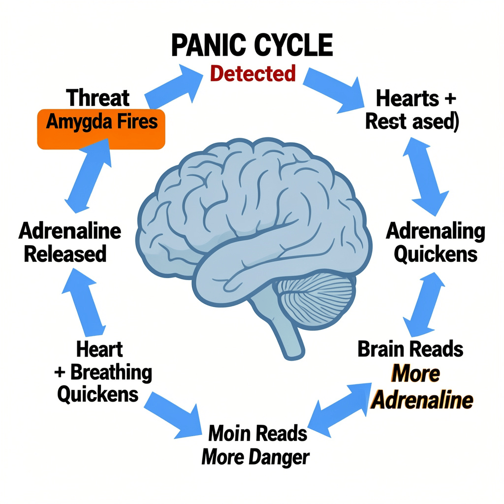 how to stop a panic attack fast — fight or flight adrenaline feedback loop diagram