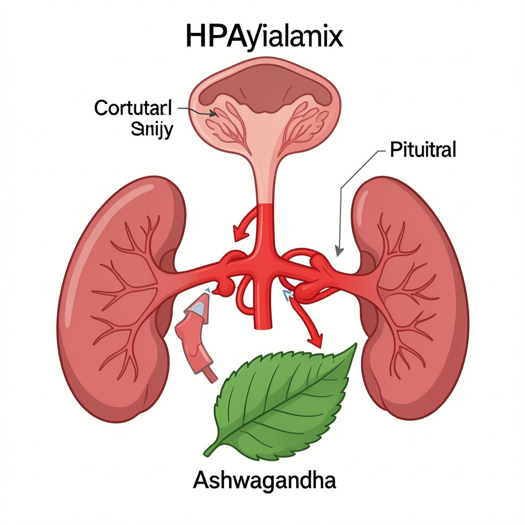 HPA axis and ashwagandha reducing cortisol for anxiety and stress relief 