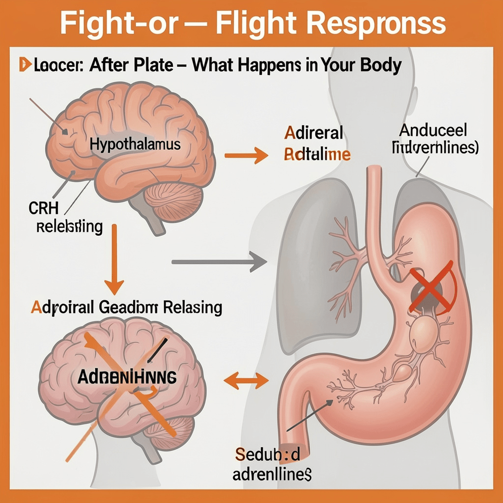 how anxiety causes loss of appetite through CRH and fight-or-flight response