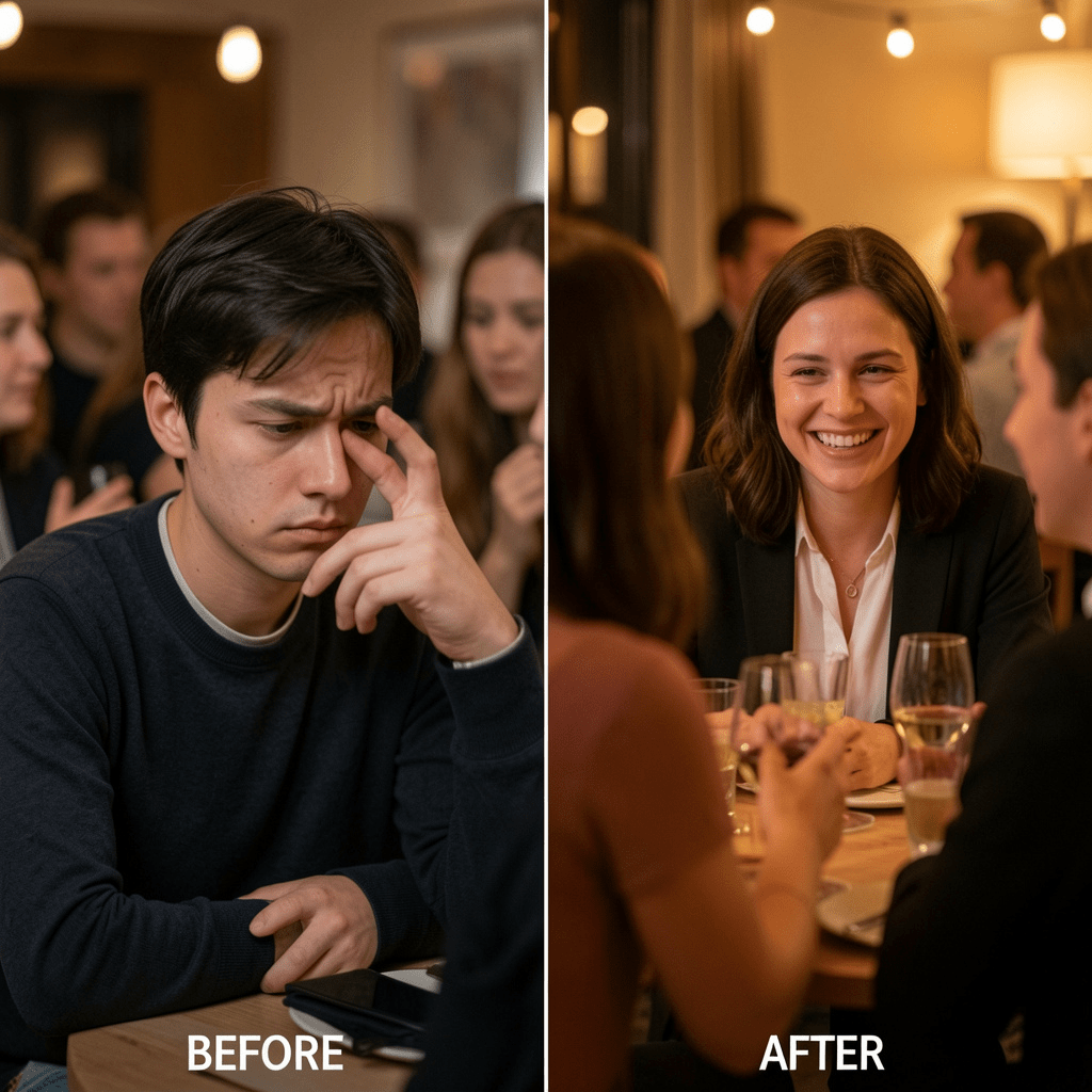 before and after gut health restoration improving social anxiety and confidence 