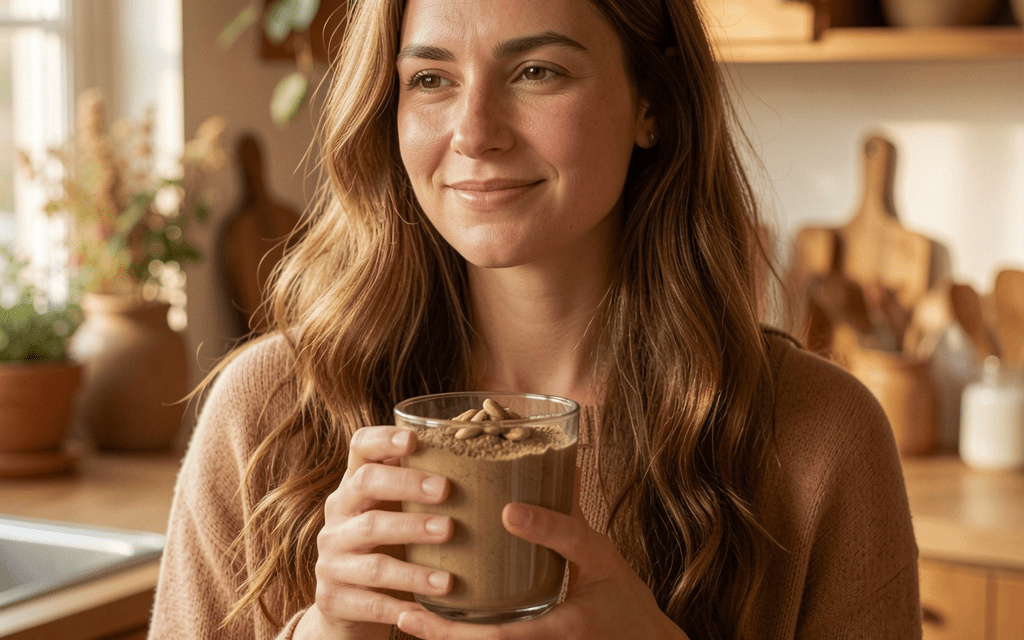 does ashwagandha help with anxiety and stress – woman holding ashwagandha drink