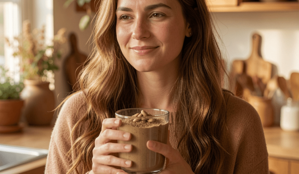 does ashwagandha help with anxiety and stress – woman holding ashwagandha drink