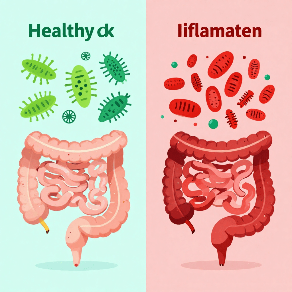 Healthy gut vs stress-damaged gut causing diarrhea
