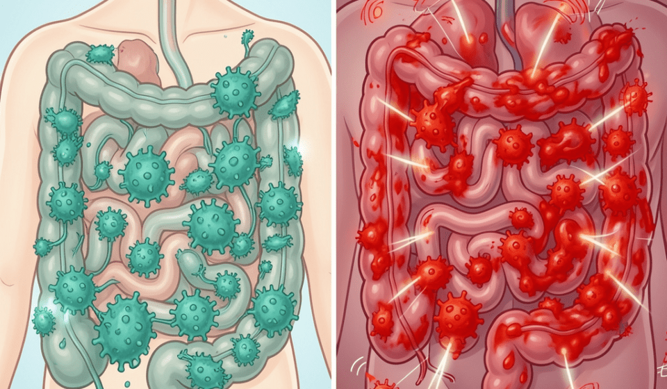 SIBO and Anxiety: 6 Shocking Ways Your Small Intestine Destroys Your Mood SIBO and anxiety connection showing bacterial overgrowth affecting the brain through the gut-brain axis
