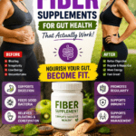 Best fiber supplements for gut health laid out on a wooden surface
